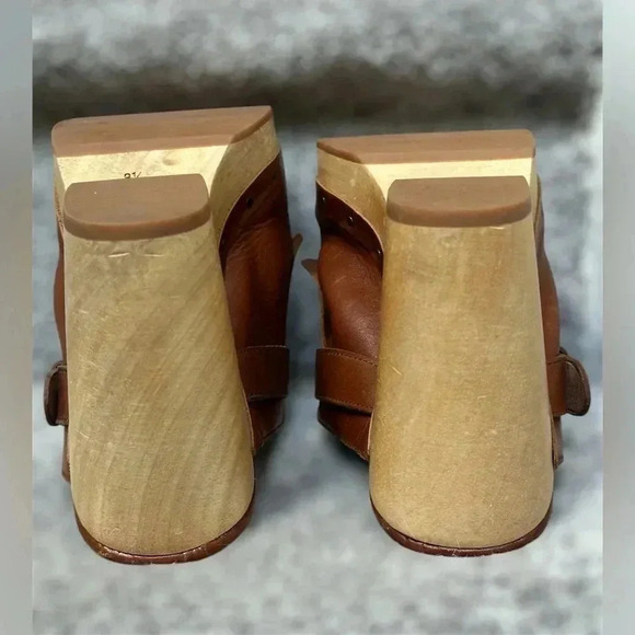 Madewell Kiltie Clogs Brown Fringe Mule Boho 70s Style Leather Wooden Women 8.5 - Picture 9 of 10